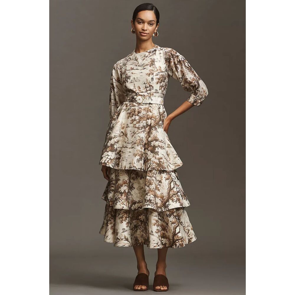 Mestiza New York Rhonda Toile Tiered Convertible Maxi Dress NWT 8, 10